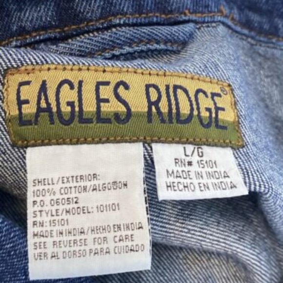 Vintage 90's  Eagles Ridge Jean Jacket American Flag Men's Large Denim c… - Picture 3 of 7